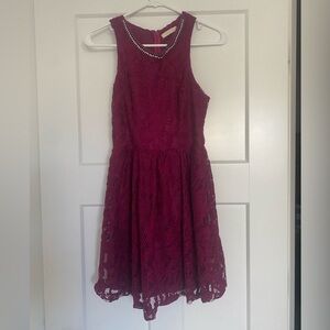 just me Purple Dress with Rhinestone Neckline